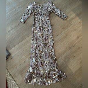 NWT Rubber Ducky Mauve Sequin Embellished Maxi Gown